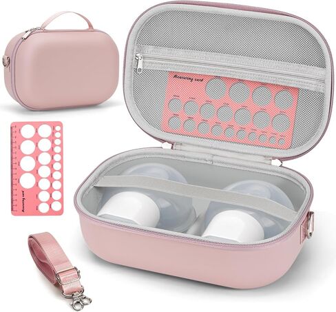 Wearable Breast Pump Bag Carrying Case for Momcozy & Willow, Use with Hands Free Wearable Breast Pumps for eufy Security/Medela/Bluefair, Travel Pumping Bag with Nipple Ruler & Removable Tray(Holds 2) in Saudi Arabia