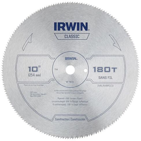 Irwin Tools Irwin 11820ZR 6-1/2-Inch 140 Tooth TFG Plastic, Plywood, and Veneer Cutting Saw Blade with 5/8-Inch Arbor in Saudi Arabia