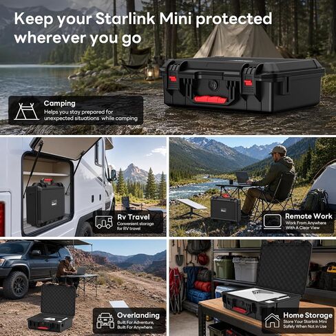 Starlink Mini Case-Waterproof Hard Travel Case for Starlink Accessories | Shockproof & Waterproof Storage Solution with Dual Carry Options, Perfect for Travel, Camping & RV Adventures in Saudi Arabia