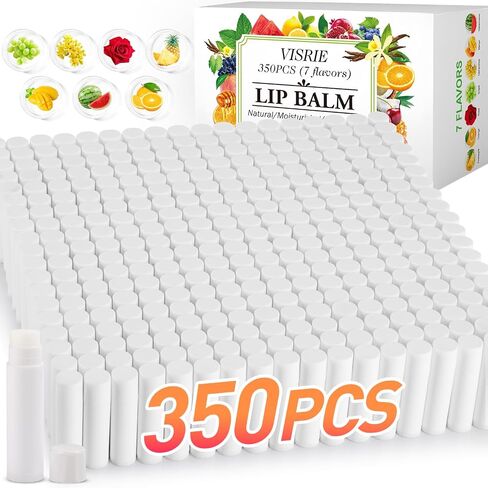 350 Pack Unlabeled Lip Balm Bulk, 7 Flavors, Blank Tube | Natural, Personalized for Party Favors Adults, Bridal Shower Favors or Baby Shower Gifts in Saudi Arabia