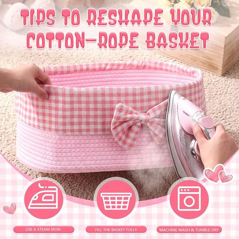 Large Empty Pink Gift Basket, 26L Jumbo Baby Gift Woven Basket with Mesh Bag and Ribbon 16.9" x 12.6" x 7.5" Storage for New Mom Women Baby Shower Birthday Wedding Party in Saudi Arabia