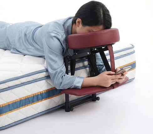 Massage Headrest for Bed with Long Armrest Shelf,Adjustable Face Cradle with Memory Foam, Bed Massage Head Holder,Fits 6"-17" Mattresses, Portable for Home & Travel【Black】 in Kuwait