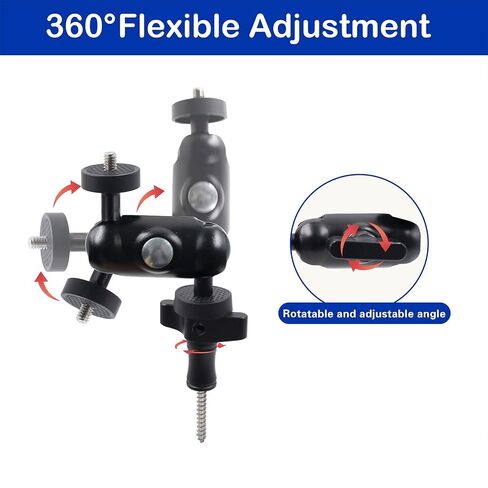Adjustable Trail Camera Tree Mount, Heavy-Duty Game Camera Outdoor Mounting Bracket with 1/4" Screw, Dual 360 ° Rotating Ball Joints for Outdoor Hunting, Wildlife Monitoring, and Security in Kuwait