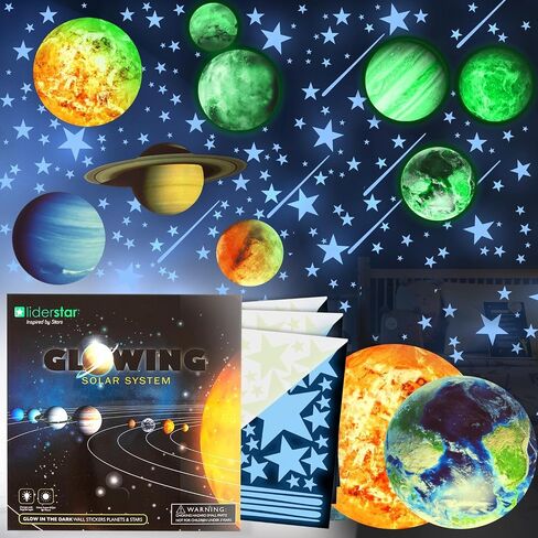 Glow in The Dark Stars and Planets, Bright Solar System Wall Stickers -Glowing Ceiling Decals for Kids Bedroom Any Room,Shining Space Decoration, Birthday Christmas Gift for Boys and Girls (Blue) in Saudi Arabia