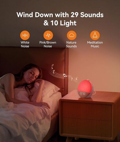 Dreamegg Sunrise 2 Sunrise Alarm Clock, Sound Machine for Sleep, 29 Sounds | White Noise Machine, Gentle Sunrise Alarm, One-Tap Favorites, Dimmable Night Light, No App, Adults Kids Bedrooms in Saudi Arabia