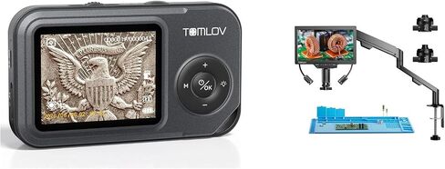 TOMLOV P50 Handheld Digital Microscope: Adjustable Focus Coin Microscope with 2.4" IPS Screen+TOMLOV 3D Digital Soldering Microscope in Kuwait