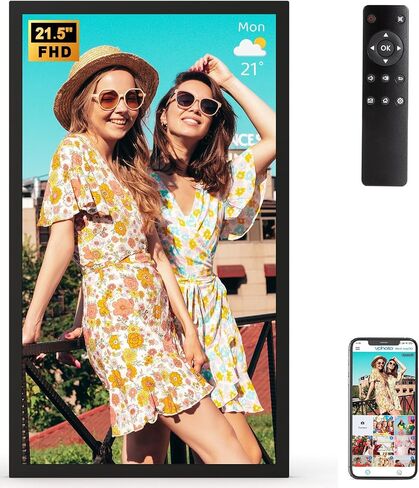 21.5" Digital Picture Frame Large-WiFi-Photo-Frame - 64GB Wall Mounted Digital Frame, Auto Rotate, Remote Control, Slideshow, Share Photo and Video via App Email, Customized Album, Gifts for Mom Dad in Kuwait