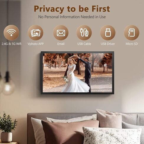 21.5" Digital Picture Frame Large-WiFi-Photo-Frame - 64GB Wall Mounted Digital Frame, Auto Rotate, Remote Control, Slideshow, Share Photo and Video via App Email, Customized Album, Gifts for Mom Dad in Kuwait