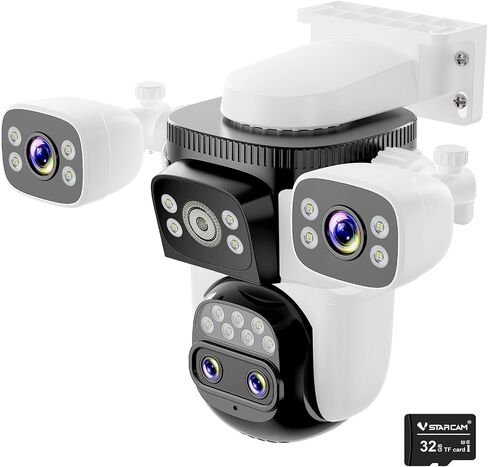 VSTARCAM 4 Lens 2K Outdoor Camera with Micro SD Card 32 GB, Security Cameras Wireless Outdoor, AI Motion Detection, Color Night Vision, Two-Way Audio, IP66 in Saudi Arabia