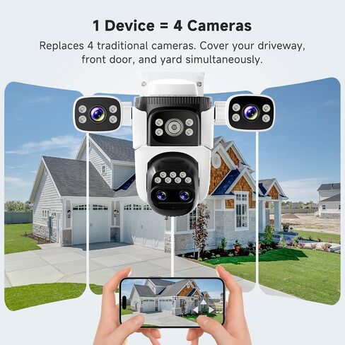 VSTARCAM 4 Lens 2K Outdoor Camera with Micro SD Card 32 GB, Security Cameras Wireless Outdoor, AI Motion Detection, Color Night Vision, Two-Way Audio, IP66 in Saudi Arabia