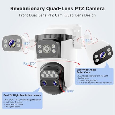 VSTARCAM 4 Lens 2K Outdoor Camera with Micro SD Card 32 GB, Security Cameras Wireless Outdoor, AI Motion Detection, Color Night Vision, Two-Way Audio, IP66 in Saudi Arabia