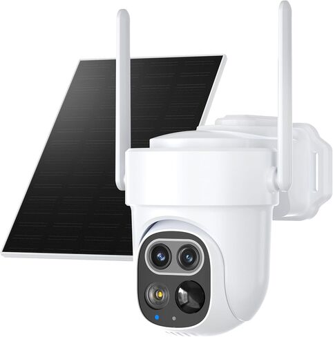 Dual-Lens Add-On Security Camera for CWS01 2-Cam & 4-Cam Kits Only, Wireless Outdoor Solar Camera, AI Detection, PTZ, 3MP Color Night Vision, IP65 Waterproof in Kuwait