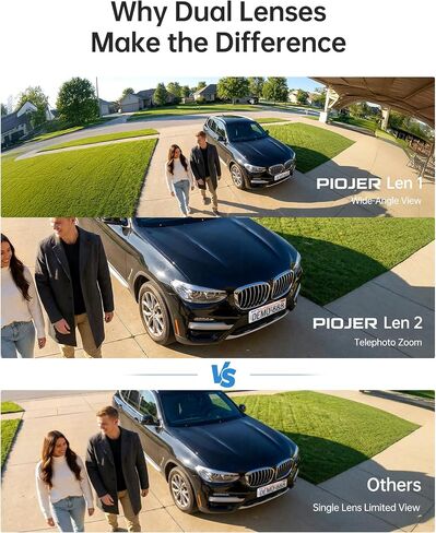 Dual-Lens Add-On Security Camera for CWS01 2-Cam & 4-Cam Kits Only, Wireless Outdoor Solar Camera, AI Detection, PTZ, 3MP Color Night Vision, IP65 Waterproof in Kuwait