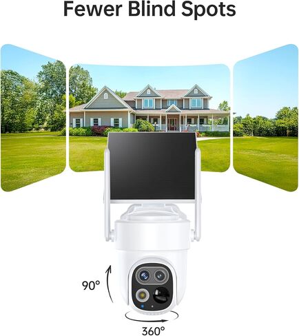 Dual-Lens Add-On Security Camera for CWS01 2-Cam & 4-Cam Kits Only, Wireless Outdoor Solar Camera, AI Detection, PTZ, 3MP Color Night Vision, IP65 Waterproof in Kuwait