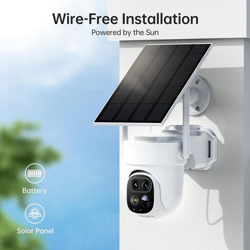 Dual-Lens Add-On Security Camera for CWS01 2-Cam & 4-Cam Kits Only, Wireless Outdoor Solar Camera, AI Detection, PTZ, 3MP Color Night Vision, IP65 Waterproof in Kuwait