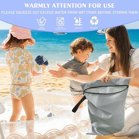 3Pack Wet Dry Bags for Swimsuits and Towels,Waterproof Reusable,Zipper | Wet Bags for Baby Diapers,Durable Oxford Cloth,Bathing Swimming Wet Clothes Bag for Travel Beach, with Handles,Blue in Saudi Arabia