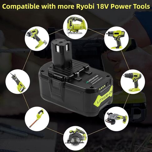 بطارية ARyee 18 فولت 6.0 أمبير في الساعة قطعتان، بديلة لأدوات Ryobi P107 P108 P109 اللاسلكية، بطارية ليثيوم أيون لأدوات Ryobi One+ الكهربائية 18 فولت in Kuwait