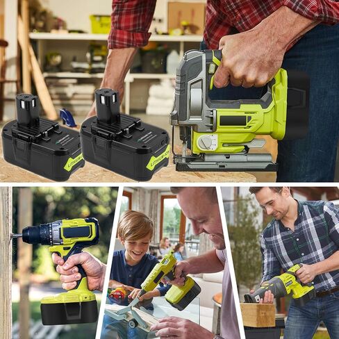 بطارية ARyee 18 فولت 6.0 أمبير في الساعة قطعتان، بديلة لأدوات Ryobi P107 P108 P109 اللاسلكية، بطارية ليثيوم أيون لأدوات Ryobi One+ الكهربائية 18 فولت in Kuwait