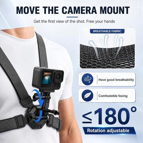 Chest Mount Quick Release for Insta 360 X5 X4 air X3 Luna Accessories | ACE Pro 2 Go Ultra Large Size for DJI Osmo 360 Action 6 5 4 Nano Magnetic Strap for GoPro Lit Hero 13 MAX 2 (Upgraded) in Saudi Arabia