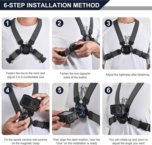 Chest Mount Quick Release for Insta 360 X5 X4 air X3 Luna Accessories | ACE Pro 2 Go Ultra Large Size for DJI Osmo 360 Action 6 5 4 Nano Magnetic Strap for GoPro Lit Hero 13 MAX 2 (Upgraded) in Saudi Arabia