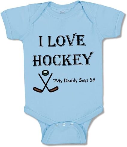 Cute Rascals Baby Bodysuit I Love Hockey My Daddy Says So Funny Boy & Girl Baby Clothes Cotton in Saudi Arabia