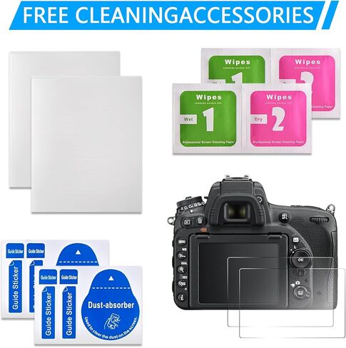 2PCS Screen Protector Compatible with Nikon D750 Camera, 9H Hardness Crystal Clear Tempered Glass Film for Photographers, Anti-scratch Anti-Fingerprint in Saudi Arabia