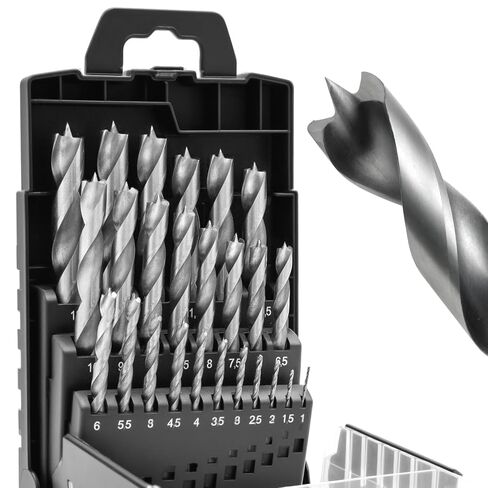 Extra Long 230mm Brad Point Wood Drill Bit Set, 7 Pack | 230mm length, 7 sizes, HSS steel, HC steel, splinter-free, laser-etched, (4mm, 5mm, 6mm, 7mm, 8mm, 10mm, 12mm) in Saudi Arabia
