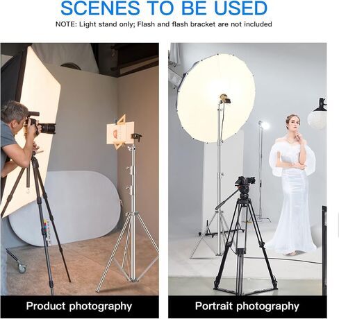 9.2ft Stainless Steel Light Stand, Heavy Duty Photography Tripod | Spring Cushioned Photography Stand with 1/4" to 3/8" Screw Adapter for Studio Strobe, LED Video Light, Softbox in Saudi Arabia