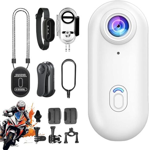 Motorcycle Camera, 360 Camera for Motorcycle, 4k/1080p Magnetic Hands Free Body Cameras for Cycling, Diving (Black 1080P) in Kuwait