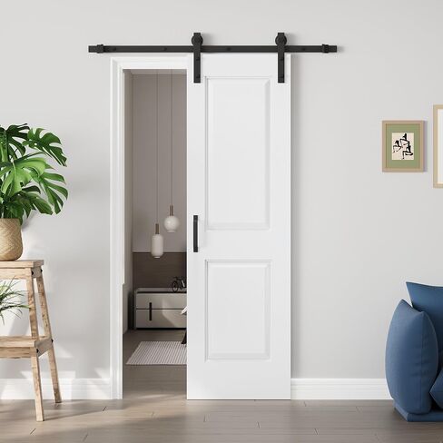 Hollow White Primer Closet Sliding Barn Door, 24"x80",Soft Close | No Assembly Required Panel, Double Sliding Barn Door With Hardware Kit Hollow Primed White Surface Paintable Closet Doors in Saudi Arabia