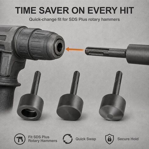 SDS Plus Ground Rod Driver, Nail Setter, Metal Flattening Tool – Hammer Drill Attachment Assortment Set for Rotary Hammer in Saudi Arabia