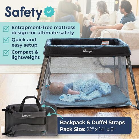 Hiccapop Portable Travel Crib for Baby with Waterproof Base & Carry Bag in Saudi Arabia