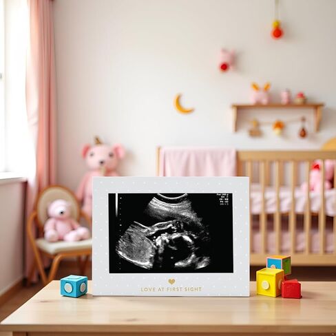 Pearhead Little Blossoms Love At First Sight Sonogram Picture Frame, Ultraound Pregnancy Keepsake, Gender-Neutral Nursery Décor For Baby Girl or Baby Boy, Polka Dot, 6.94x5.25x.75 Inch (Pack of 1) in Kuwait
