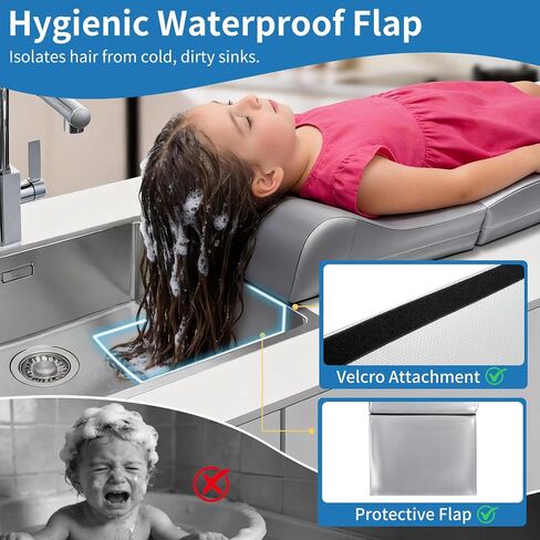 Hair Washing Station for Kids, Foldable Shampoo Mat for Kids with Waterproof Splash Guard, Ergonomic Sink Head Rest for Washing Hair, Anti-Slip Tear-Free Shampoo Buddy for Toddlers in Kuwait