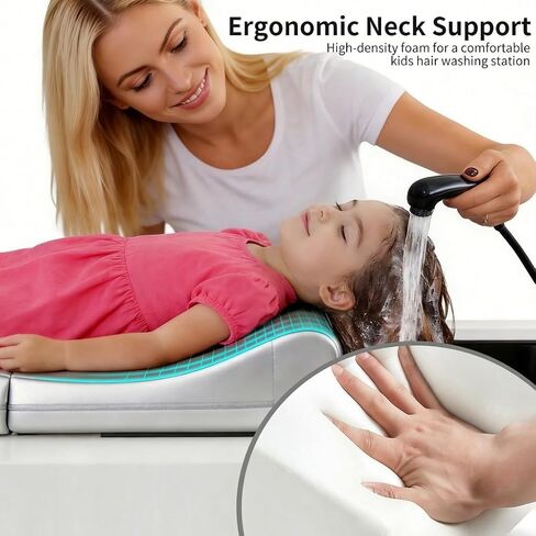 Hair Washing Station for Kids, Foldable Shampoo Mat for Kids with Waterproof Splash Guard, Ergonomic Sink Head Rest for Washing Hair, Anti-Slip Tear-Free Shampoo Buddy for Toddlers in Kuwait