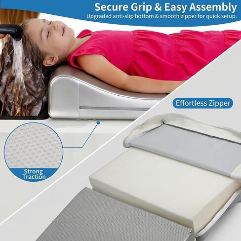 Hair Washing Station for Kids, Foldable Shampoo Mat for Kids with Waterproof Splash Guard, Ergonomic Sink Head Rest for Washing Hair, Anti-Slip Tear-Free Shampoo Buddy for Toddlers in Kuwait
