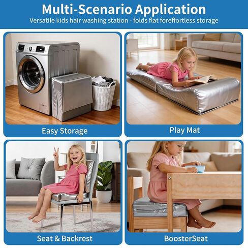 Hair Washing Station for Kids, Foldable Shampoo Mat for Kids with Waterproof Splash Guard, Ergonomic Sink Head Rest for Washing Hair, Anti-Slip Tear-Free Shampoo Buddy for Toddlers in Kuwait