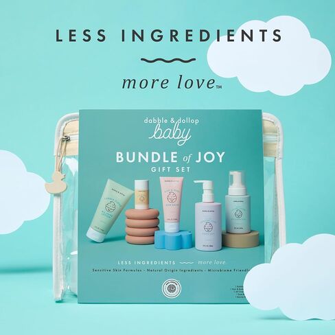 Dabble & Dollop Baby Bath Gift Set – Newborn Essentials with Tear-Free Baby Soap, Bubble Bath, Lotion, Diaper Cream & Balm, Fragrance-Free & Safe for Sensitive Skin (5 Full-Sized Products) in Saudi Arabia