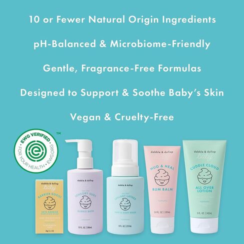Dabble & Dollop Baby Bath Gift Set – Newborn Essentials with Tear-Free Baby Soap, Bubble Bath, Lotion, Diaper Cream & Balm, Fragrance-Free & Safe for Sensitive Skin (5 Full-Sized Products) in Saudi Arabia