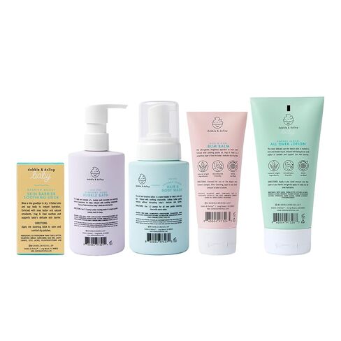 Dabble & Dollop Baby Bath Gift Set – Newborn Essentials with Tear-Free Baby Soap, Bubble Bath, Lotion, Diaper Cream & Balm, Fragrance-Free & Safe for Sensitive Skin (5 Full-Sized Products) in Saudi Arabia
