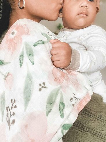 Crane Baby 100% Cotton Muslin Swaddle Blankets, Parker Pink Floral, Baby Blanket, Set of 2, 47" x 47", Swaddles for Newborns in Kuwait