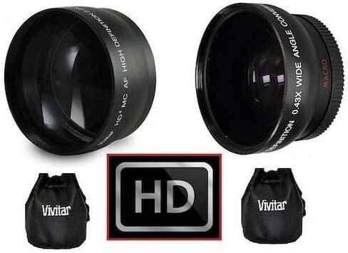 2-Pcs HD Telephoto & Wide Angle Lens for Canon XA55 XA50 XA45 XA40 Vixia HF G60 G50 in Saudi Arabia