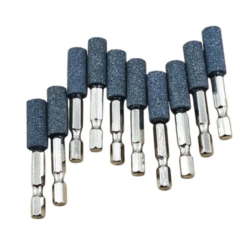 10 Pcs 1/4" Hex Shank Cylindrical Shape Rotary Grinding Stone(16mm) | Aluminum Oxide Mounted Grinding Point for Drill in Saudi Arabia