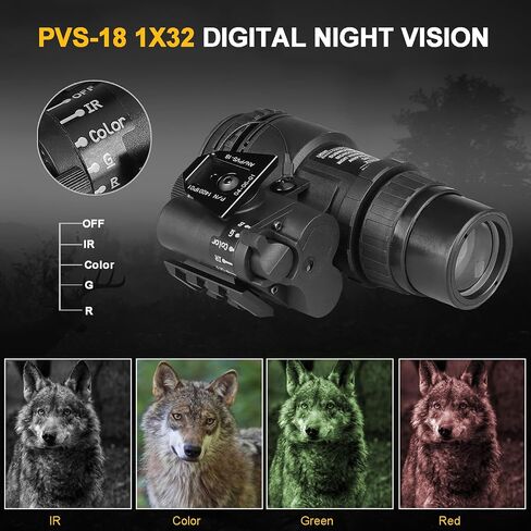 1X-1.5X 32mm Digital Night Vision PVS18, high-Performance Infrared PVS-18 Lightweight Design for Hunting in Saudi Arabia