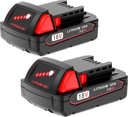 Worthmah 2 Pack 3.0Ah 18V Batteries Replace for Milwaukee M18 Battery Lithium lon 48-11-1815 48-11-1840, Compatible with Milwaukee m18 Battery Charger and 18 Volt Cordless Power Tools in Kuwait