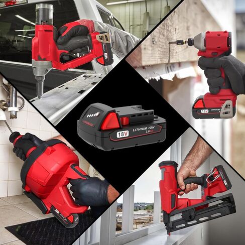 Worthmah 2 Pack 3.0Ah 18V Batteries Replace for Milwaukee M18 Battery Lithium lon 48-11-1815 48-11-1840, Compatible with Milwaukee m18 Battery Charger and 18 Volt Cordless Power Tools in Kuwait