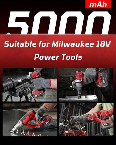 5000mAh Replacement Battery for Milwaukee 18V Battery Compatible with Milwaukee M18 Battery 48-11-1850 48-11-1852 48-11-1820 48-11-1828 48-11-1830 Cordless Power Tools (2 Pack) in Kuwait