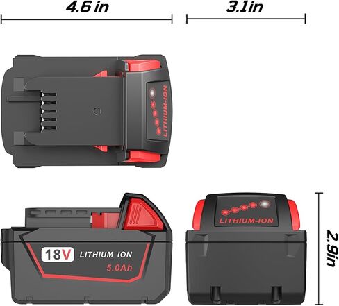 5000mAh Replacement Battery for Milwaukee 18V Battery Compatible with Milwaukee M18 Battery 48-11-1850 48-11-1852 48-11-1820 48-11-1828 48-11-1830 Cordless Power Tools (2 Pack) in Kuwait