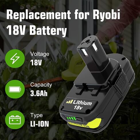 بديل لبطارية ليثيوم أيون Ryobi 18 فولت ومجموعة شاحن P117 in Kuwait