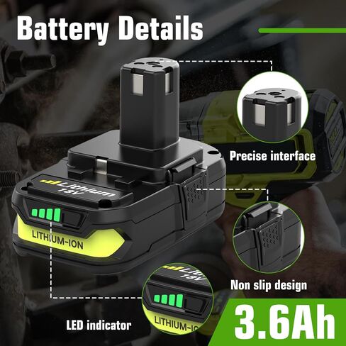 بديل لبطارية ليثيوم أيون Ryobi 18 فولت ومجموعة شاحن P117 in Kuwait